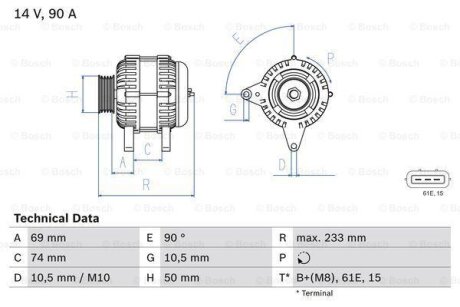 Генератор BOSCH 0986040390