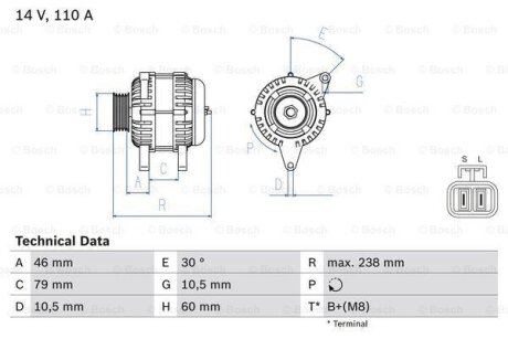 Генератор BOSCH 0986049500