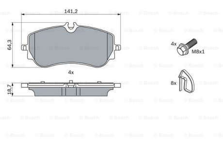 Гальмівні колодки дискові BOSCH 0986424875