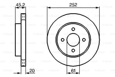 Диск тормозной NISSAN Almera N15 'R'95-00 BOSCH 0986479238