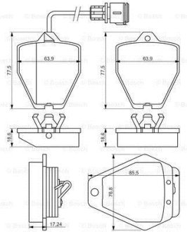 Колодки тормозные AUDI A8 "F "94-98 BOSCH 0986494436