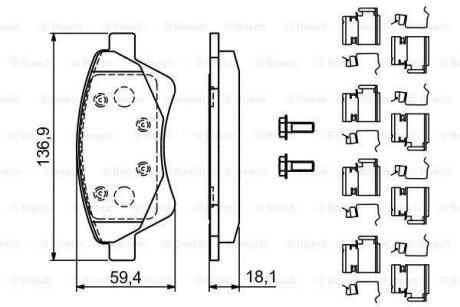 Комплект гальмівних колодок BOSCH 0986494725