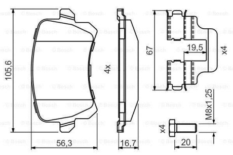 Комплект гальмівних колодок BOSCH 0 986 494 731