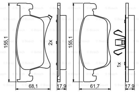 Тормозные колодки дисковые BOSCH 0986494823