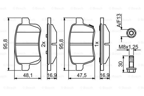 A_Колодки тормозные дисковые OPEL Adam/Corsa \'\'R BOSCH 0986494825