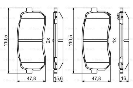 Комплект тормозных колодок из 4 шт. дисков BOSCH 0986494828