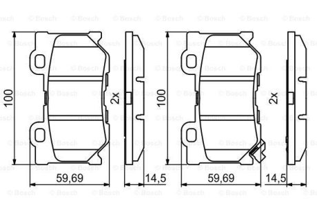 Комплект тормозных колодок из 4 шт. дисков BOSCH 0986494863