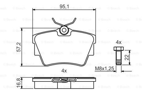 Комплект тормозных колодок из 4 шт. дисков BOSCH 0986495487