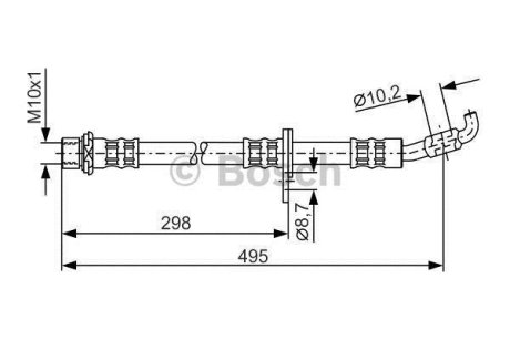 Тормозной шланг 495mm LEXUS/TOYOTA ES300/RX300/Avalon/Camry''2,0-3,0''91-05 BOSCH 1987476963