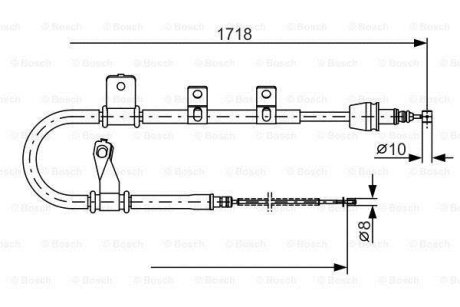 Тормозной трос 1718mm HYUNDAI Matrix RR RR01-10 BOSCH 1987482075