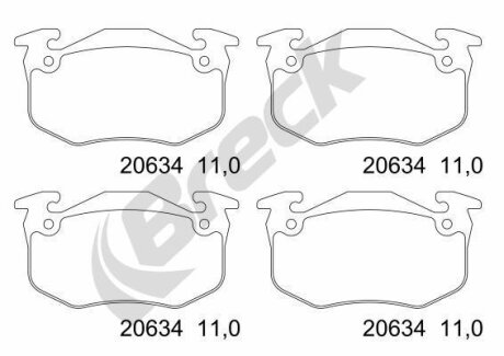 Комплект гальмівних колодок BRECK 206340070200