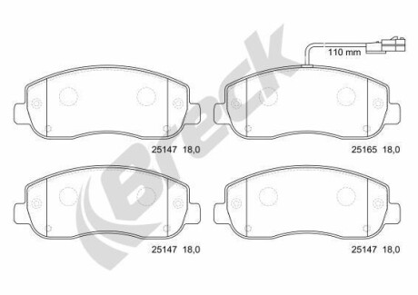 Комплект гальмівних колодок BRECK 25147 00 703 10