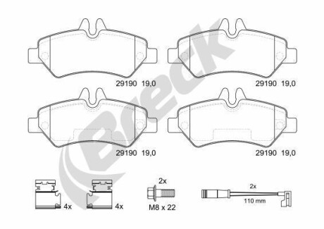 Комплект гальмівних колодок BRECK 29190 00 703 10