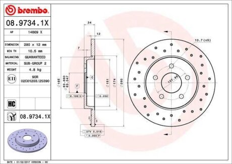 Гальмівний диск BREMBO 0897341X