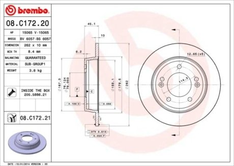 Тормозной диск BREMBO 08.C172.21