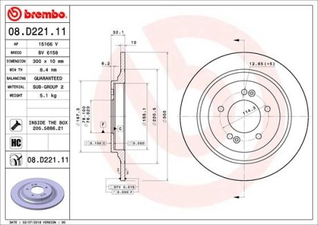 Тормозной диск BREMBO 08.D221.11