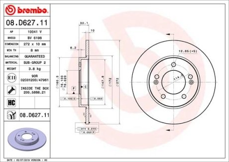 Тормозной диск BREMBO 08.D627.11