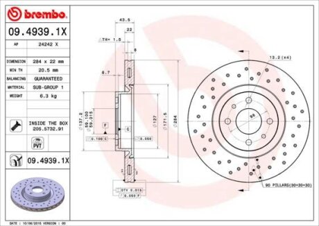 Гальмівний диск BREMBO 0949391X