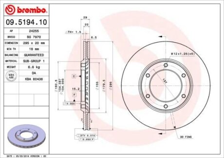 Гальмівний диск BREMBO 09519410