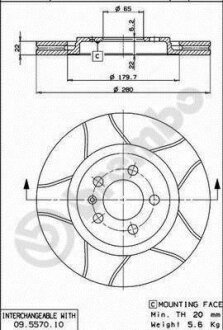 Гальмівний диск BREMBO 09557075