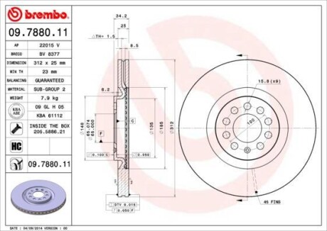 Гальмівний диск BREMBO 09.7880.11