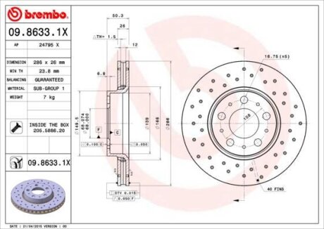 Гальмівний диск BREMBO 0986331X