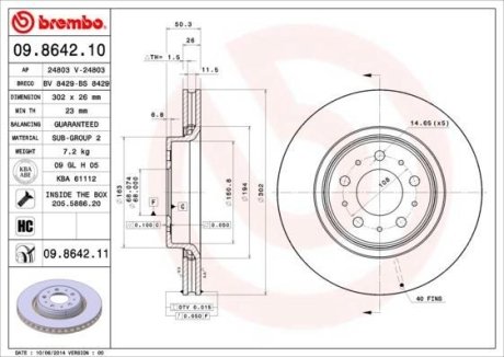 Тормозной диск BREMBO 09.8642.11