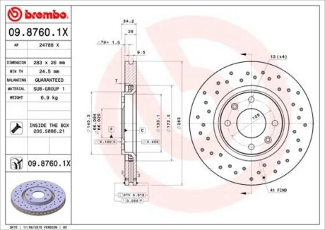 Гальмівний диск BREMBO 0987601X