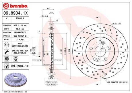 Гальмівний диск BREMBO 0989041X