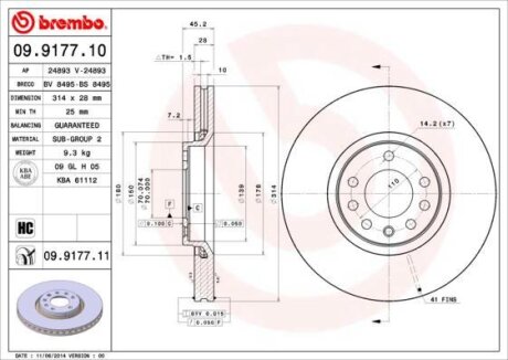 Гальмівний диск BREMBO 09917711