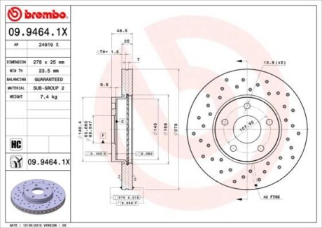 Гальмівний диск BREMBO 09.9464.1X