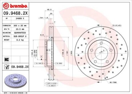 Гальмівний диск BREMBO 0994682X