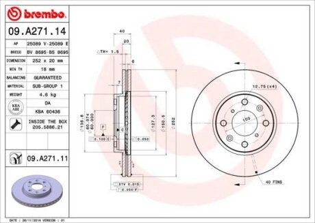 Гальмівний диск BREMBO 09A27111