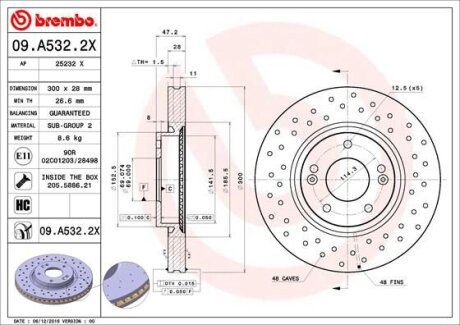 Гальмівний диск BREMBO 09A5322X