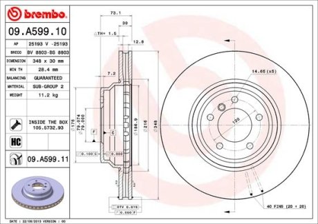 Диск тормозной BREMBO 09.A599.11