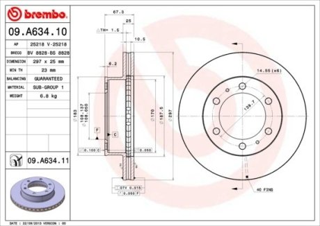 Диск тормозной BREMBO 09.A634.10