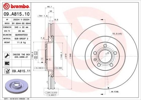 Тормозной диск BREMBO 09.A815.11