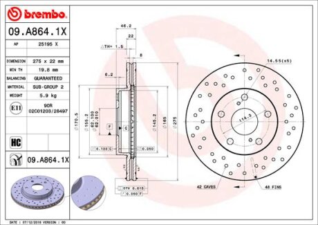 Гальмівний диск BREMBO 09A8641X