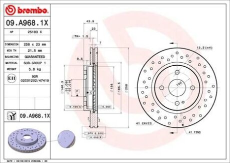 Гальмівний диск BREMBO 09A9681X