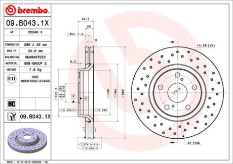 Гальмівний диск BREMBO 09B0431X