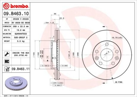 Гальмівний диск BREMBO 09B46311