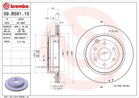 Диск тормозной BREMBO 09.B591.10