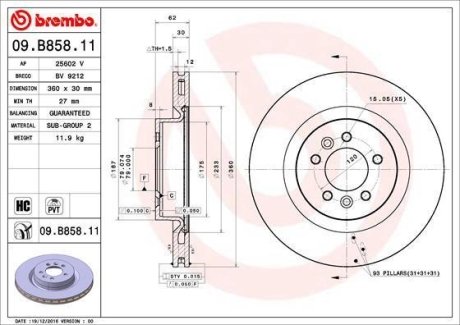 Тормозной диск BREMBO 09.B858.11