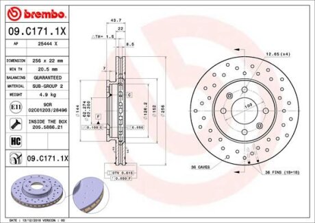 Гальмівний диск BREMBO 09C1711X