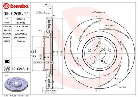 Гальмівний диск BREMBO 09C26611