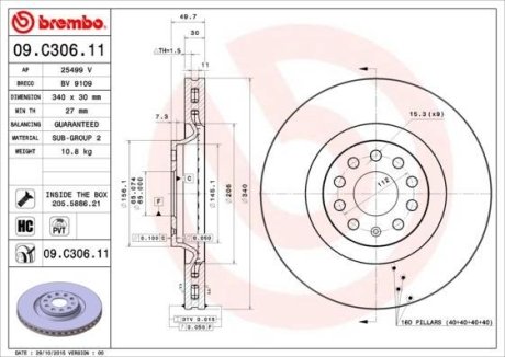 Диск тормозной BREMBO 09.C306.11