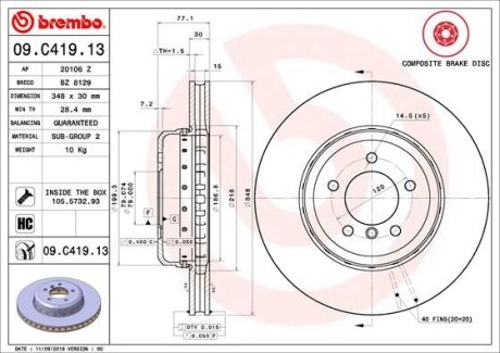 Тормозной диск BREMBO 09.C419.13