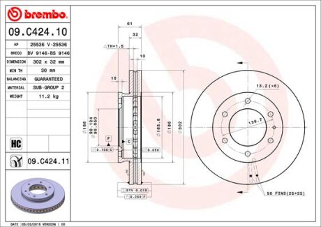 Гальмівний диск BREMBO 09C42411