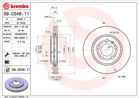Гальмівний диск BREMBO 09C54811