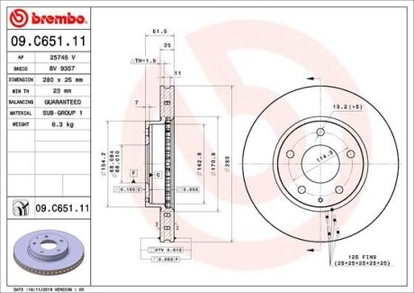 Диск тормозной BREMBO 09.C651.11